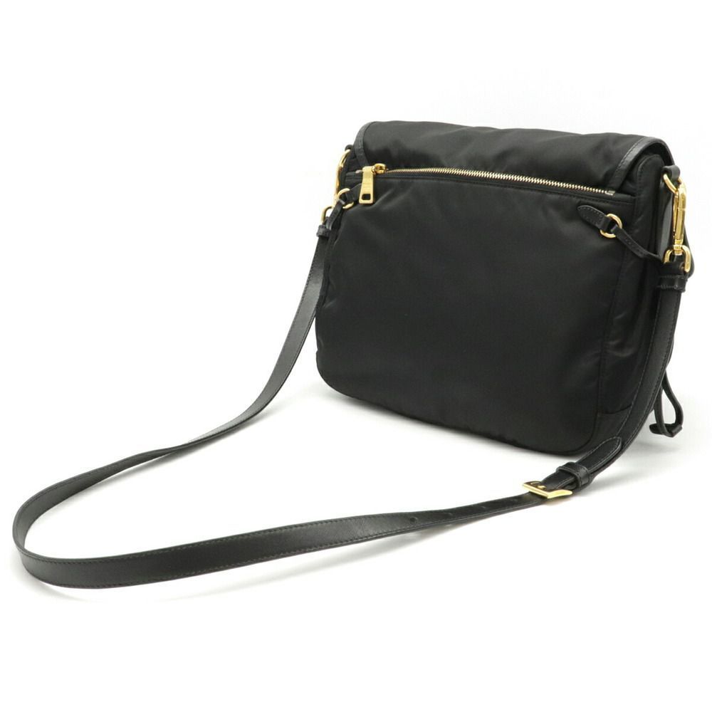 Prada Diagonal Messenger Bag Nylon Leather Nero Black Shoulder Bag - Picture 2 of 5